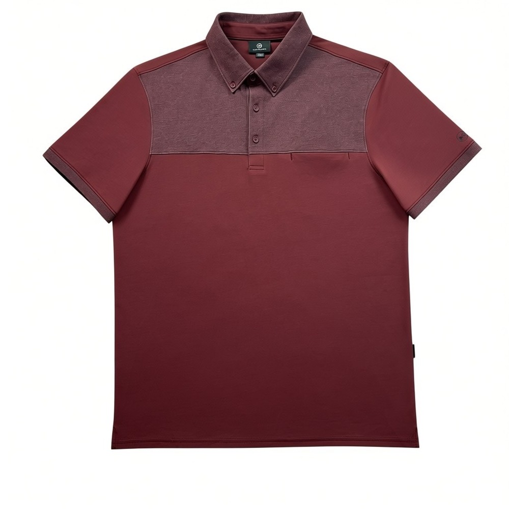 AG Jeans Green Label Mens Medium Performance Polo Shirt Burgundy Colorblock Golf
